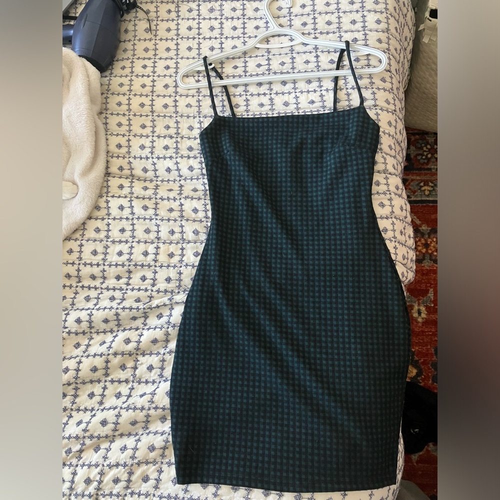 Green and Black Gingham Bodycon Dress